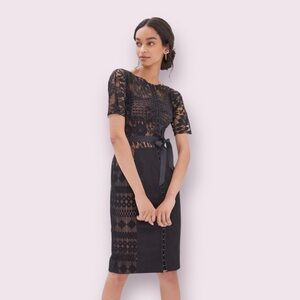 Anthropologie Black Lace Midi Dress